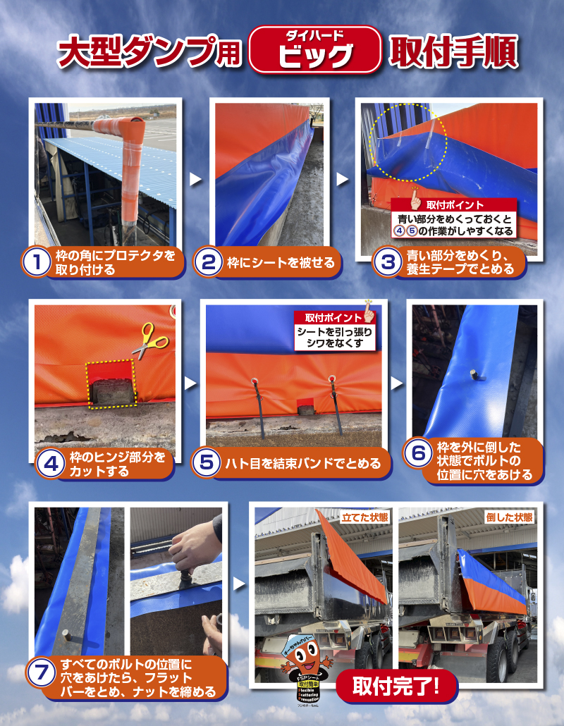 ダンプ搭載物飛散防止シート